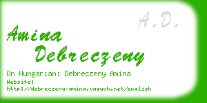 amina debreczeny business card